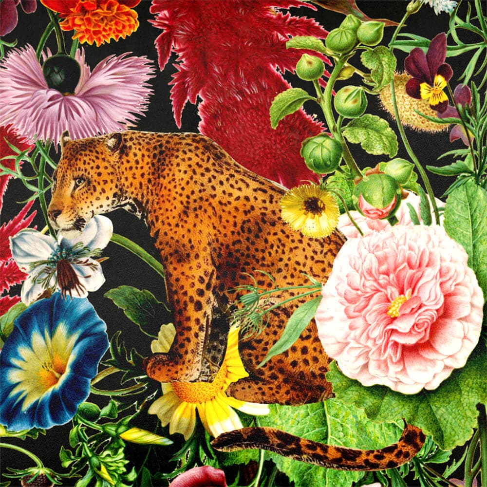 Upholstery Curtain Fabric - Luxury Eco - Friendly Velvet - Junglescape - Charcoal by Izabela Peters