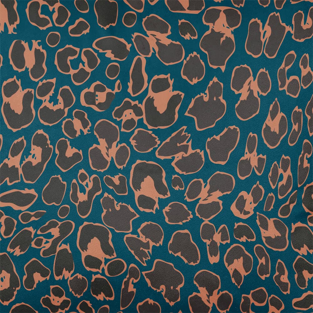 Upholstery Curtain Fabric - Luxury Eco - Friendly Velvet - Leopard Print - Teal by Izabela Peters