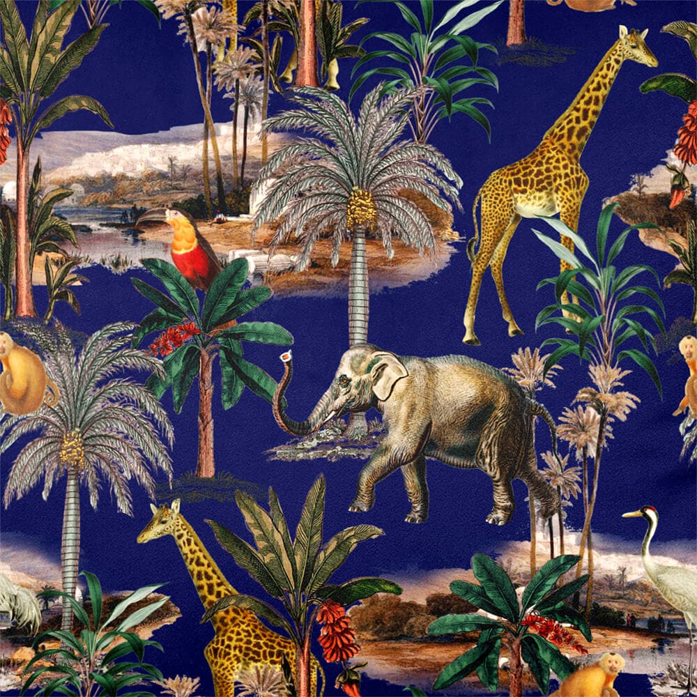 Upholstery Curtain Fabric - Luxury Eco - Friendly Velvet - Safari Voyage - Midnight by Izabela Peters