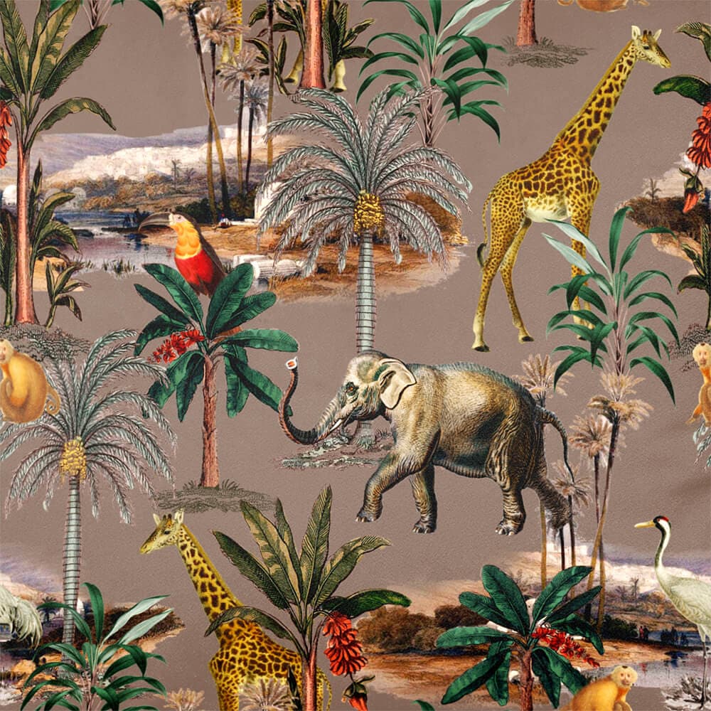 Upholstery Curtain Fabric - Luxury Eco - Friendly Velvet - Safari Voyage - Dovedale Stone by Izabela Peters
