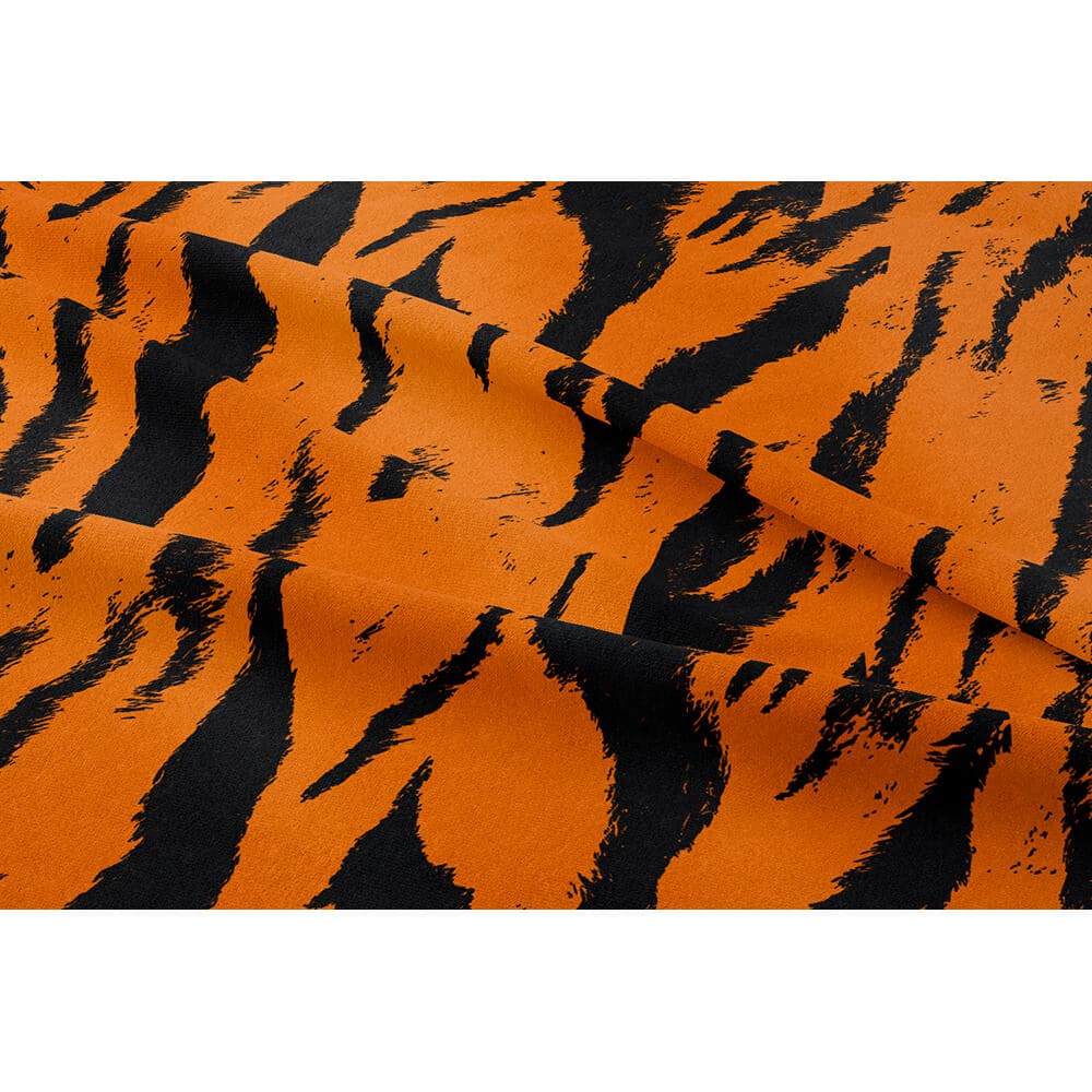 Tiger Print velvet fabric in Orange