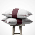 1 Stripe Horizontal | Sustainable Velvet Cushion with Piping - Italian Grape 40 x 40 cm by Izabela Peters