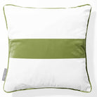 1 Stripe Horizontal | Sustainable Velvet Cushion with Piping - Sage 40 x 40 cm by Izabela Peters