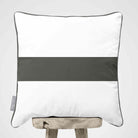 1 Stripe Horizontal | Sustainable Velvet Cushion with Piping - Beluga 40 x 40 cm by Izabela Peters