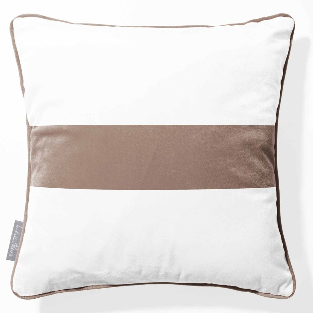 1 Stripe Horizontal | Sustainable Velvet Cushion with Piping - Dovedale Stone 40 x 40 cm by Izabela Peters