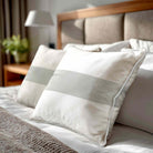 1 Stripe Horizontal | Sustainable Velvet Cushion with Piping - Storm Grey 40 x 40 cm by Izabela Peters