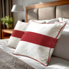 1 Stripe Horizontal | Sustainable Velvet Cushion with Piping - Crimson Muse 40 x 40 cm by Izabela Peters