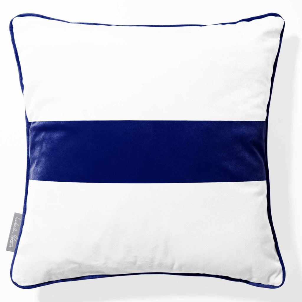1 Stripe Horizontal | Sustainable Velvet Cushion with Piping - Midnight 40 x 40 cm by Izabela Peters
