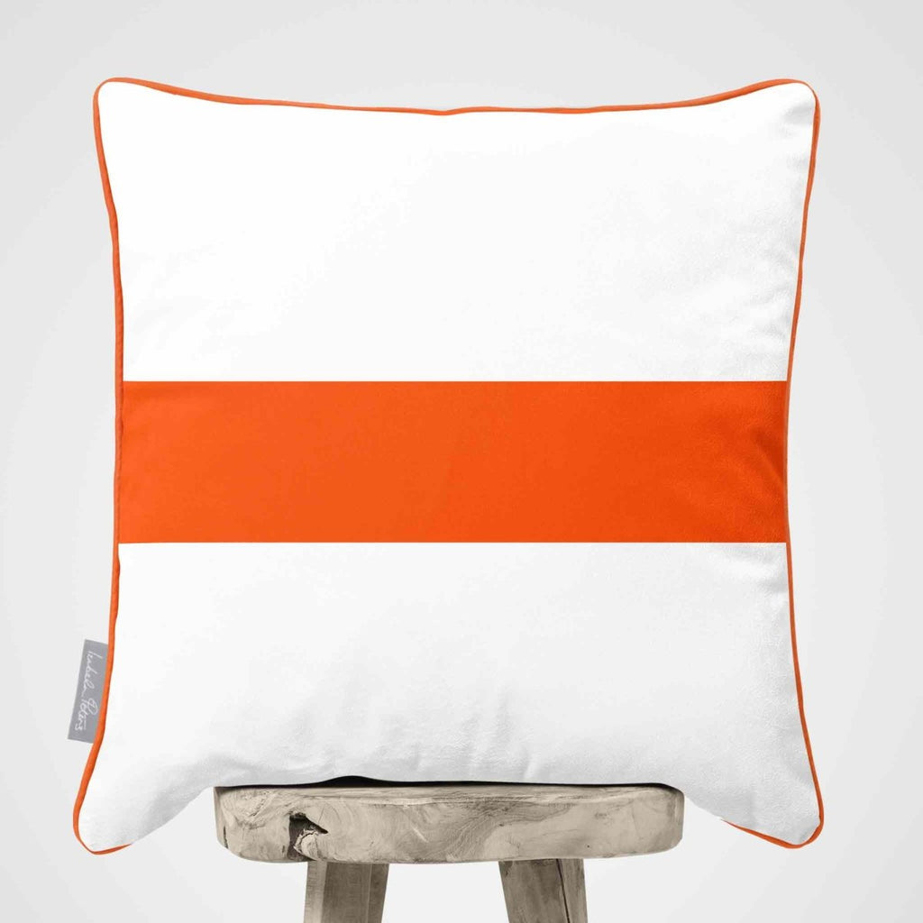 1 Stripe Horizontal | Sustainable Velvet Cushion with Piping - Burnt Orange 40 x 40 cm by Izabela Peters