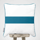 1 Stripe Horizontal | Sustainable Velvet Cushion with Piping - Prussian Blue 40 x 40 cm by Izabela Peters