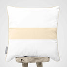 1 Stripe Horizontal | Sustainable Velvet Cushion with Piping - Ivory Cream 40 x 40 cm by Izabela Peters
