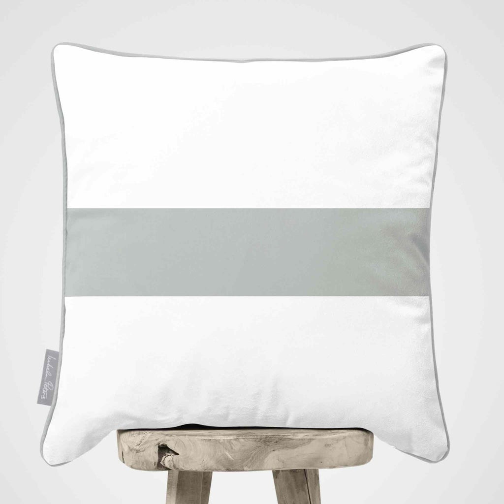 1 Stripe Horizontal | Sustainable Velvet Cushion with Piping - Storm Grey 40 x 40 cm by Izabela Peters