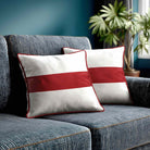 1 Stripe Horizontal | Sustainable Velvet Cushion with Piping - Crimson Muse 40 x 40 cm by Izabela Peters