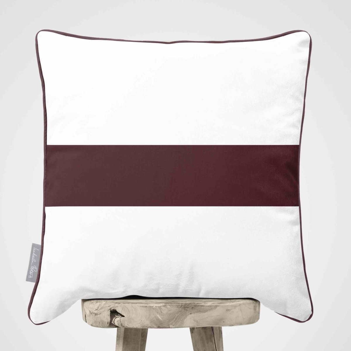 1 Stripe Horizontal | Sustainable Velvet Cushion with Piping - Italian Grape 40 x 40 cm by Izabela Peters