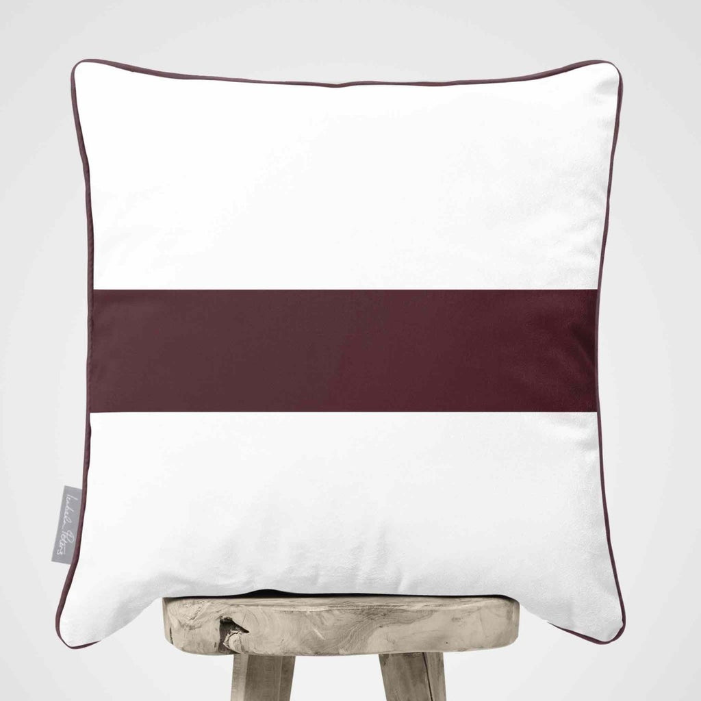 1 Stripe Horizontal | Sustainable Velvet Cushion with Piping - Italian Grape 40 x 40 cm by Izabela Peters
