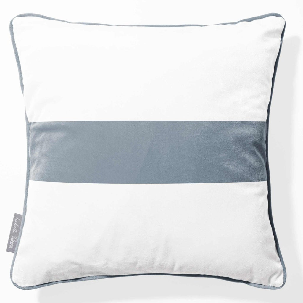 1 Stripe Horizontal | Sustainable Velvet Cushion with Piping - French Grey 40 x 40 cm by Izabela Peters