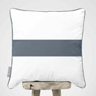 1 Stripe Horizontal | Sustainable Velvet Cushion with Piping - French Grey 40 x 40 cm by Izabela Peters