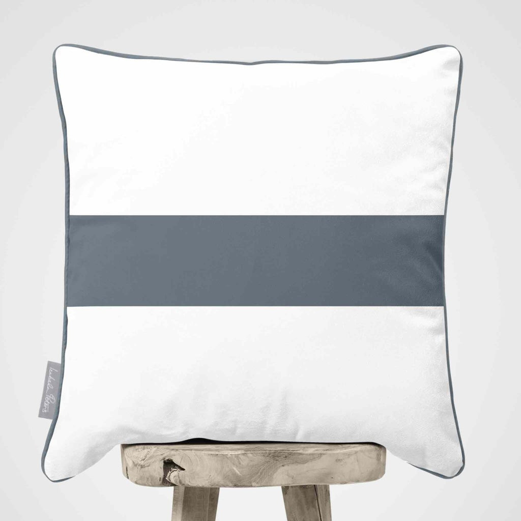 1 Stripe Horizontal | Sustainable Velvet Cushion with Piping - French Grey 40 x 40 cm by Izabela Peters
