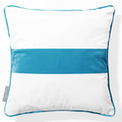 1 Stripe Horizontal | Sustainable Velvet Cushion with Piping - Prussian Blue 40 x 40 cm by Izabela Peters