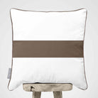 1 Stripe Horizontal | Sustainable Velvet Cushion with Piping - Dovedale Stone 40 x 40 cm by Izabela Peters