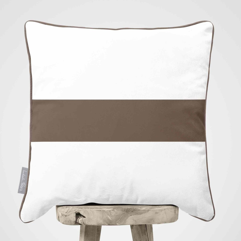 1 Stripe Horizontal | Sustainable Velvet Cushion with Piping - Dovedale Stone 40 x 40 cm by Izabela Peters