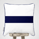 1 Stripe Horizontal | Sustainable Velvet Cushion with Piping - Midnight 40 x 40 cm by Izabela Peters
