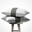 1 Stripe Horizontal | Sustainable Velvet Cushion with Piping - Beluga 40 x 40 cm by Izabela Peters