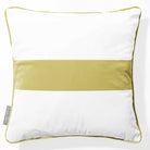 1 Stripe Horizontal | Sustainable Velvet Cushion with Piping - Golden Lime 40 x 40 cm by Izabela Peters