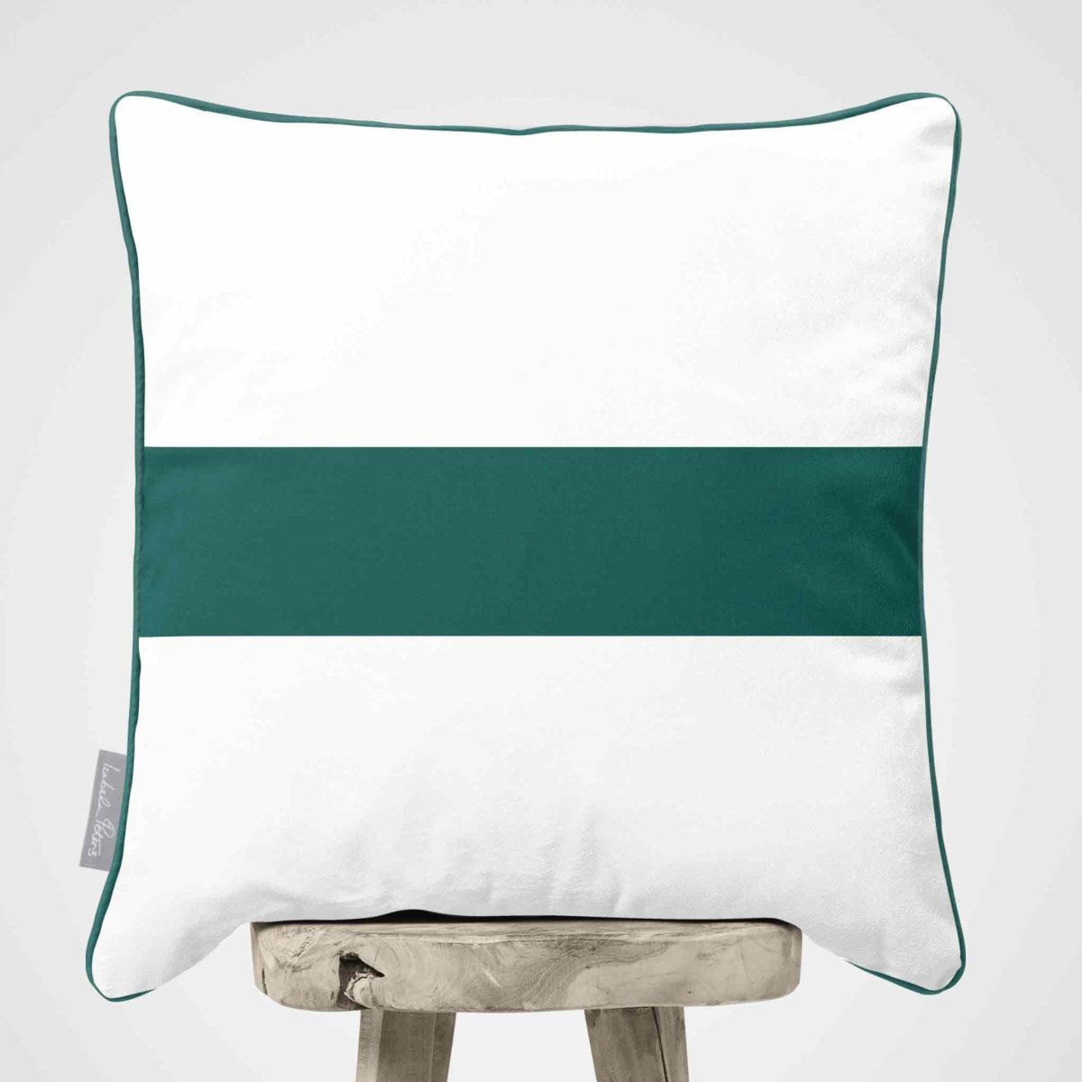 1 Stripe Horizontal | Sustainable Velvet Cushion with Piping - Forest Biome 40 x 40 cm by Izabela Peters