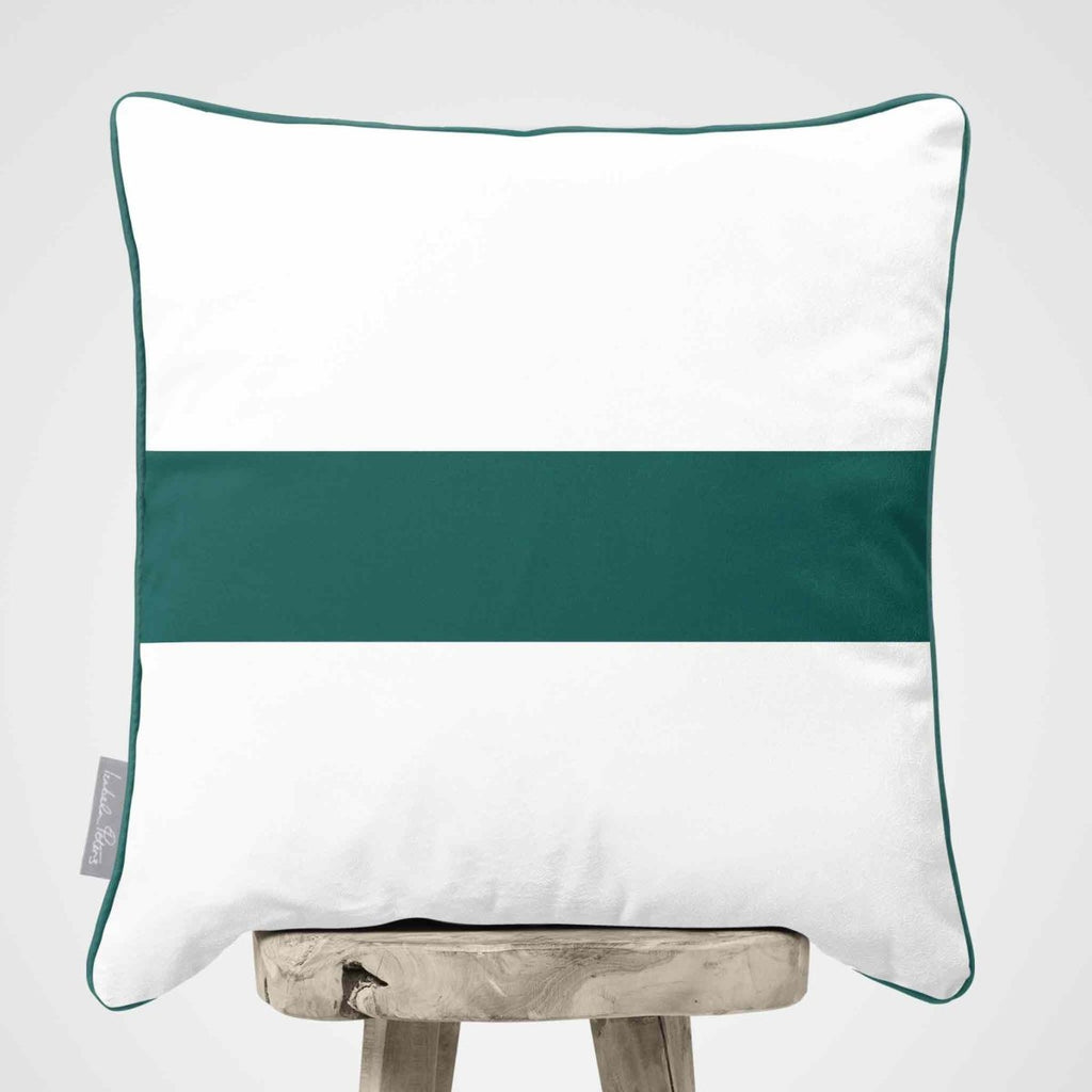 1 Stripe Horizontal | Sustainable Velvet Cushion with Piping - Forest Biome 40 x 40 cm by Izabela Peters