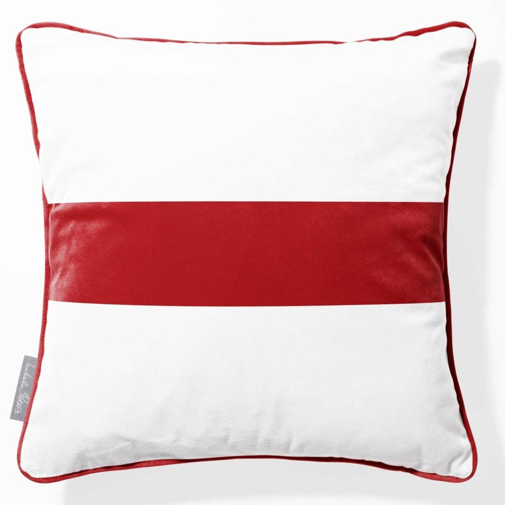 1 Stripe Horizontal | Sustainable Velvet Cushion with Piping - Crimson Muse 40 x 40 cm by Izabela Peters