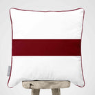 1 Stripe Horizontal | Sustainable Velvet Cushion with Piping - Raspberry Red 40 x 40 cm by Izabela Peters