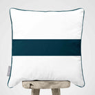 1 Stripe Horizontal | Sustainable Velvet Cushion with Piping - Teal 40 x 40 cm by Izabela Peters