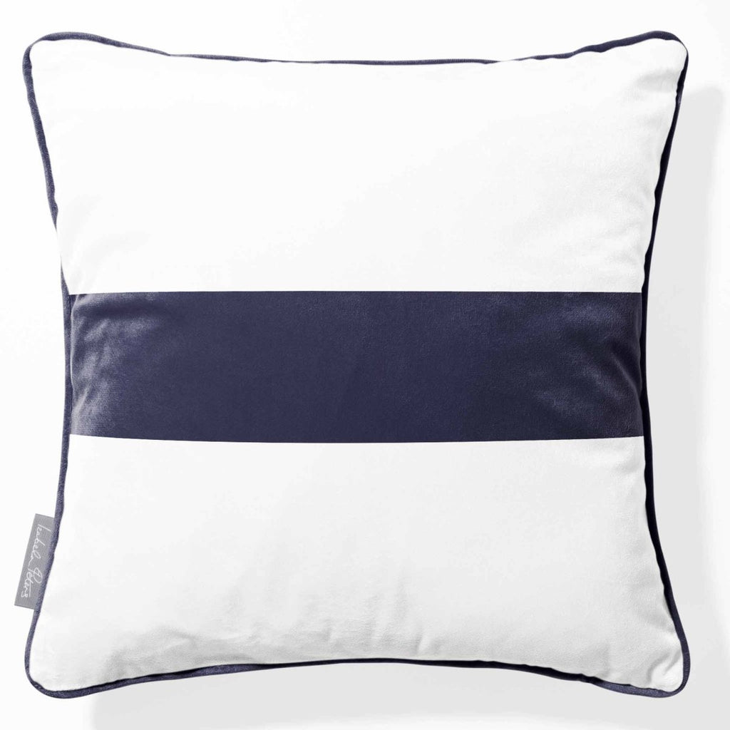 1 Stripe Horizontal | Sustainable Velvet Cushion with Piping - Graphite 40 x 40 cm by Izabela Peters