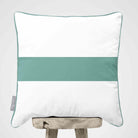 1 Stripe Horizontal | Sustainable Velvet Cushion with Piping - Blue Surf 40 x 40 cm by Izabela Peters