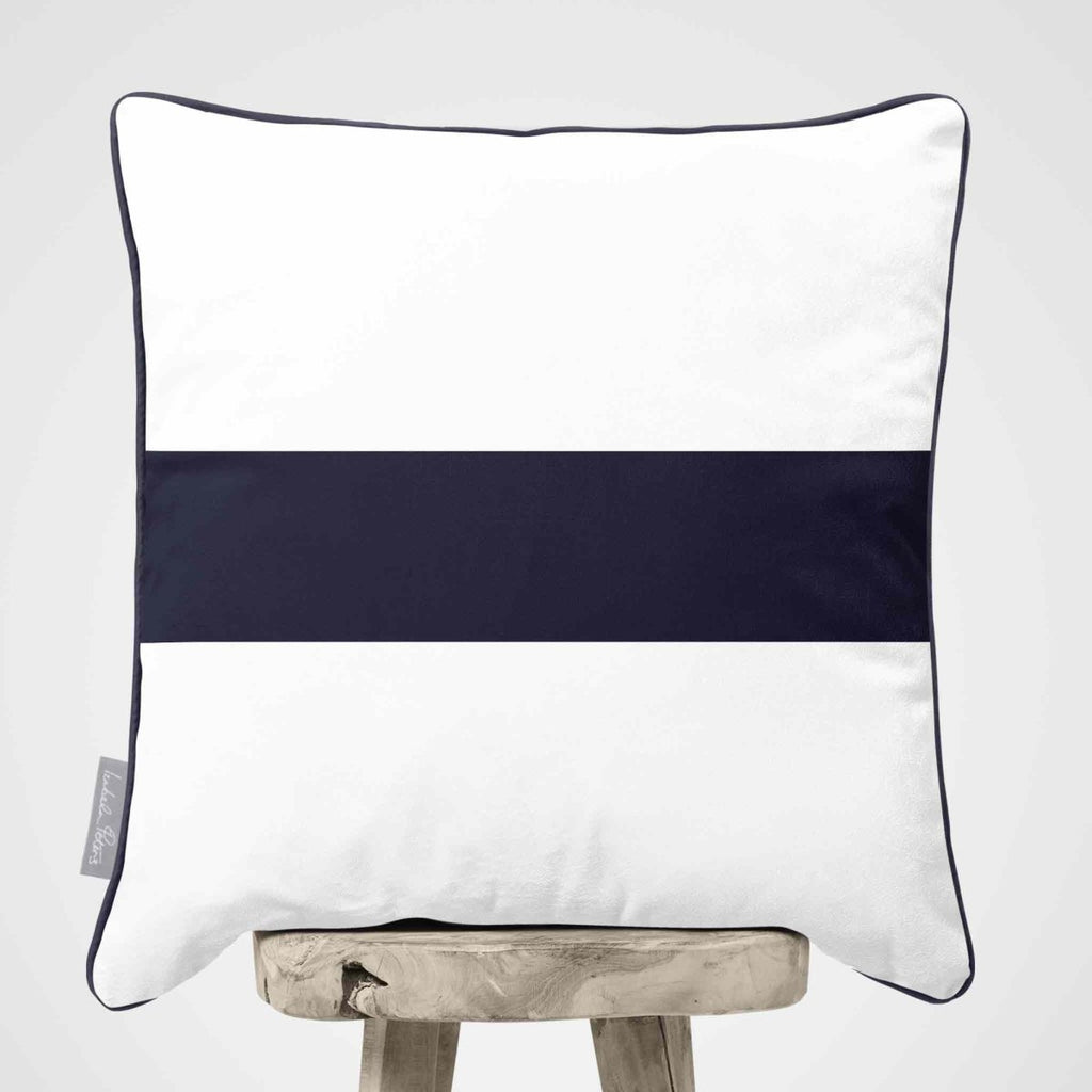 1 Stripe Horizontal | Sustainable Velvet Cushion with Piping - Graphite 40 x 40 cm by Izabela Peters