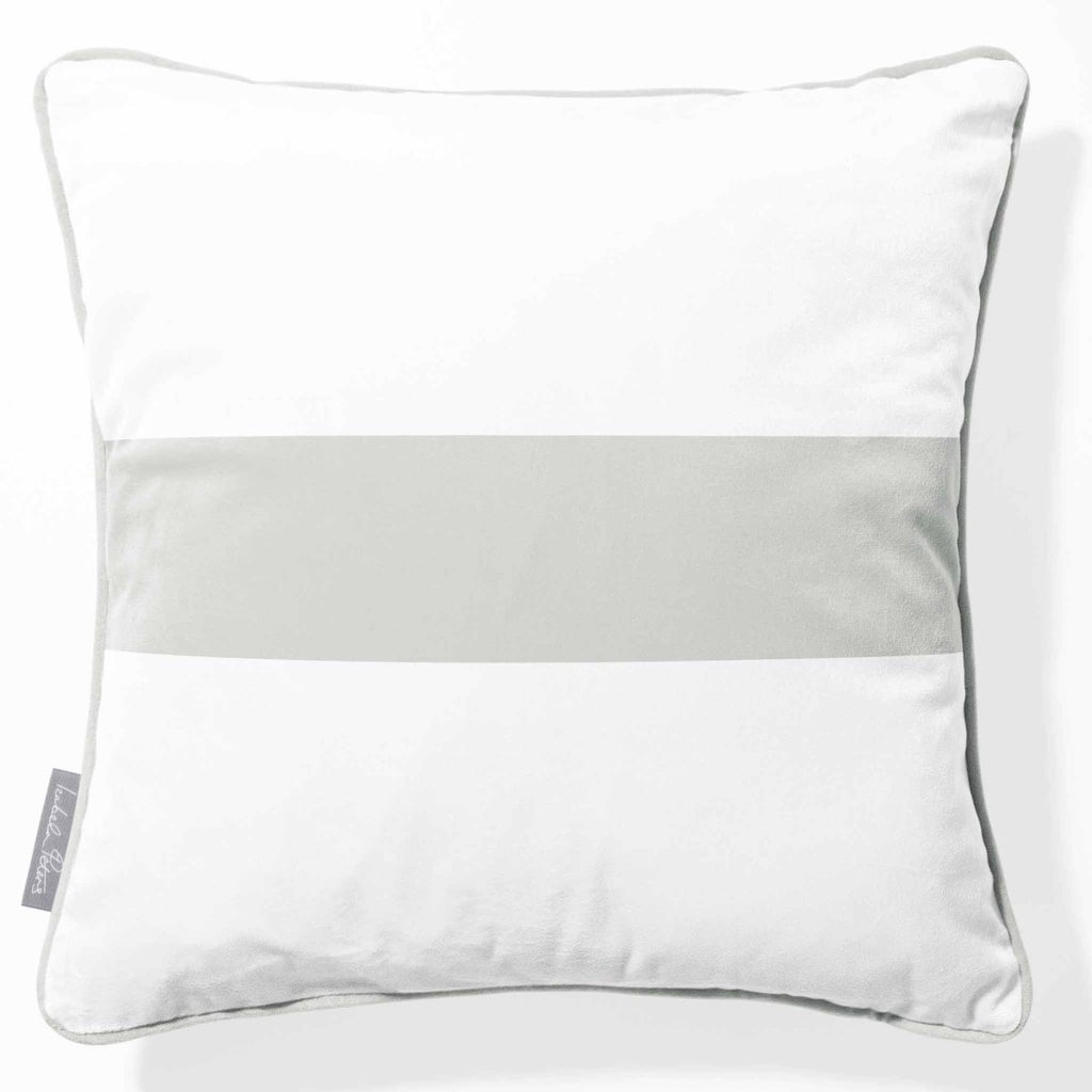 1 Stripe Horizontal | Sustainable Velvet Cushion with Piping - Storm Grey 40 x 40 cm by Izabela Peters