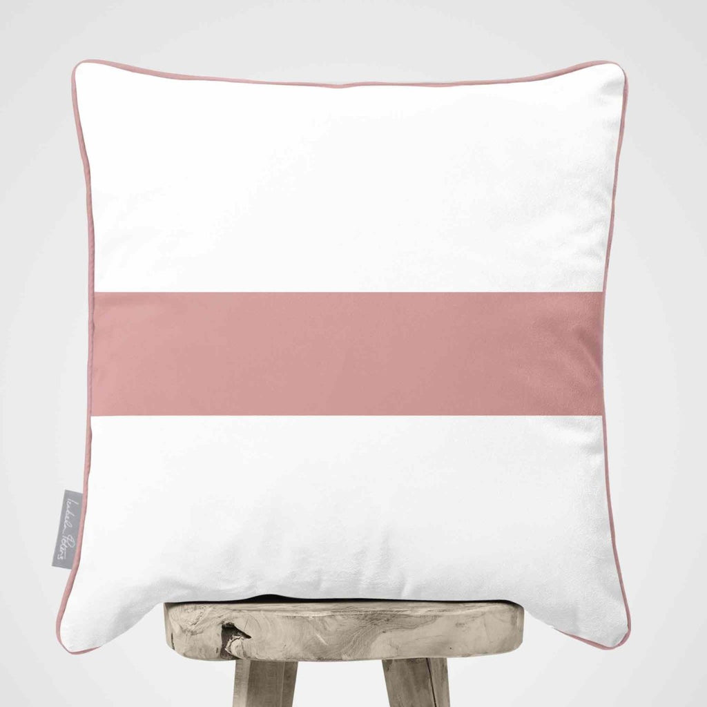 1 Stripe Horizontal | Sustainable Velvet Cushion with Piping - Rosewater 40 x 40 cm by Izabela Peters