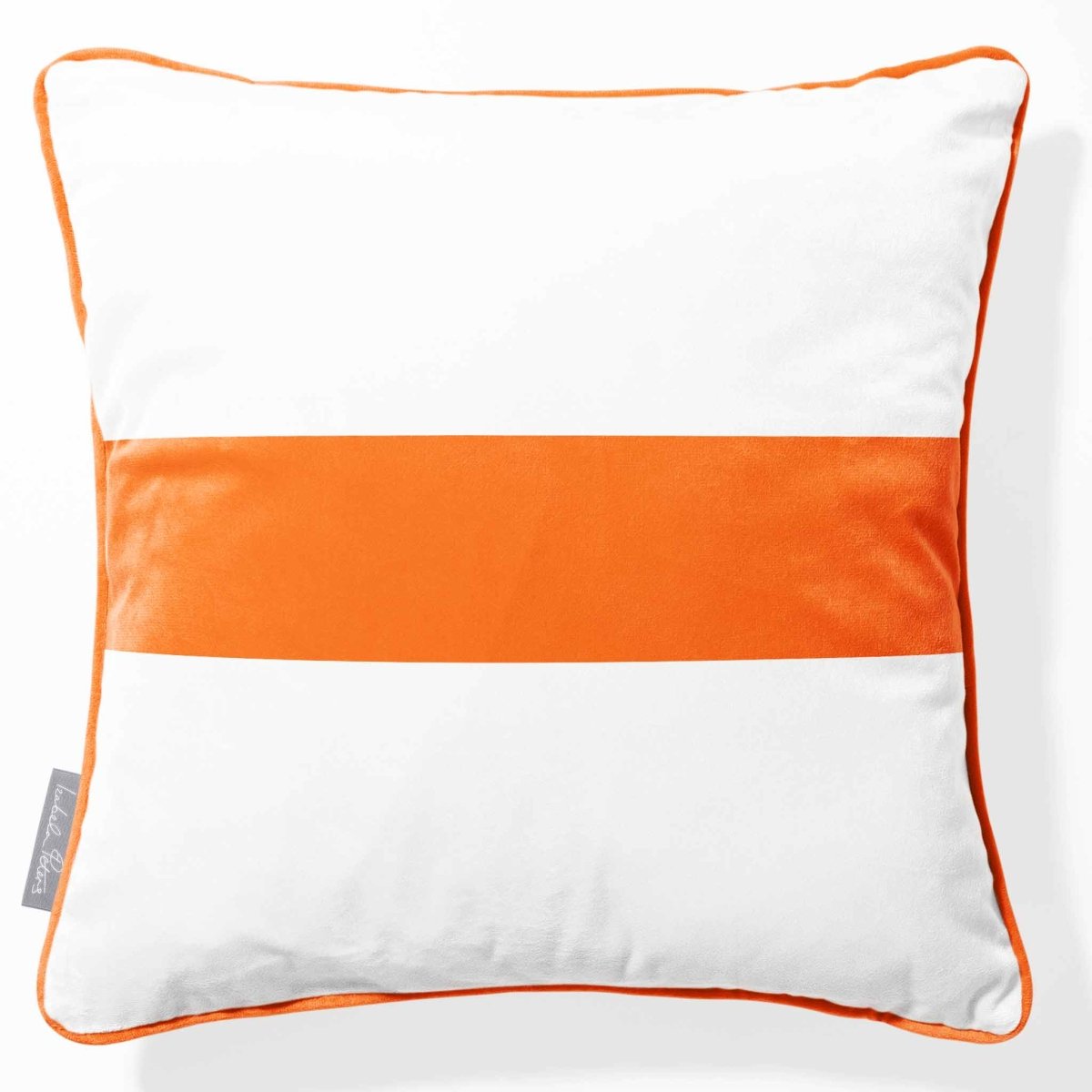 1 Stripe Horizontal | Sustainable Velvet Cushion with Piping - Burnt Orange 40 x 40 cm by Izabela Peters