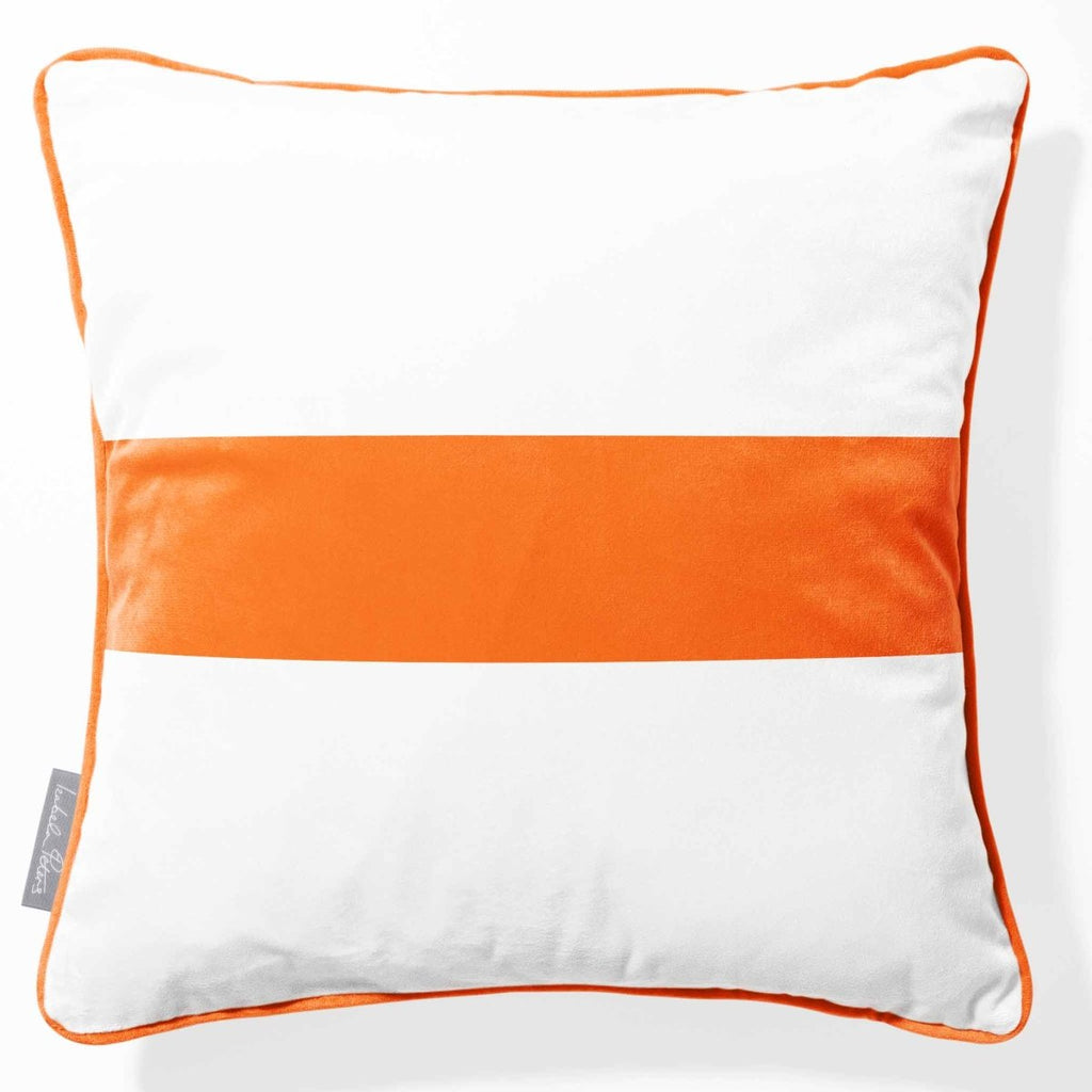 1 Stripe Horizontal | Sustainable Velvet Cushion with Piping - Burnt Orange 40 x 40 cm by Izabela Peters