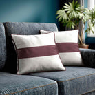 1 Stripe Horizontal | Sustainable Velvet Cushion with Piping - Italian Grape 40 x 40 cm by Izabela Peters