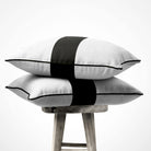 1 Stripe Horizontal | Sustainable Velvet Cushion with Piping - Charcoal 40 x 40 cm by Izabela Peters