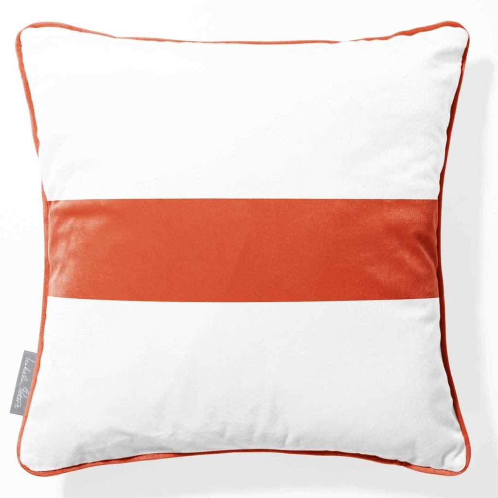 1 Stripe Horizontal | Sustainable Velvet Cushion with Piping - Burnt Ochre 40 x 40 cm by Izabela Peters