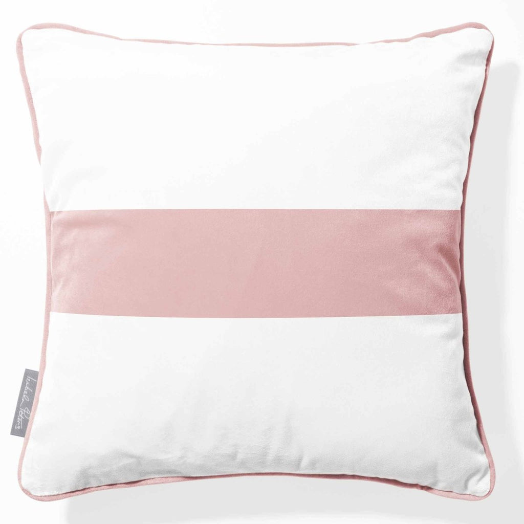 1 Stripe Horizontal | Sustainable Velvet Cushion with Piping - Rosewater 40 x 40 cm by Izabela Peters