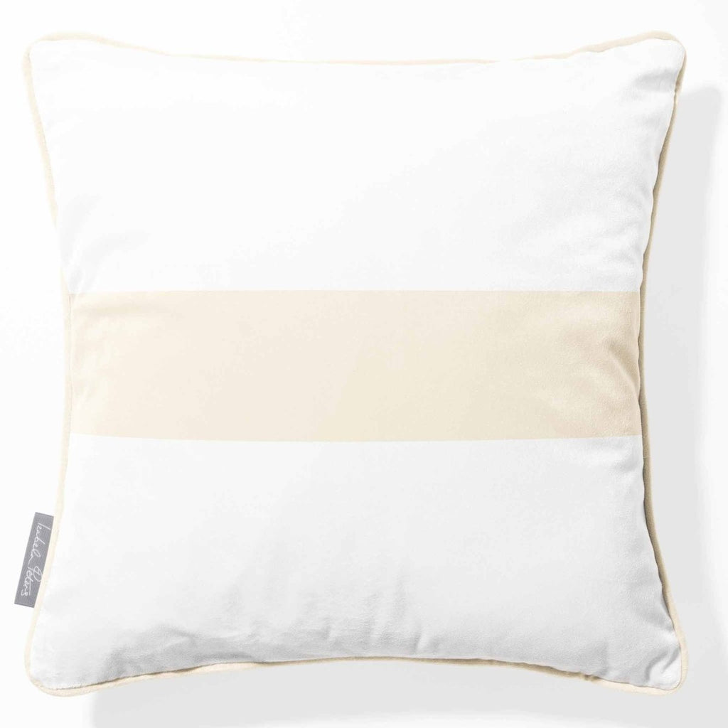 1 Stripe Horizontal | Sustainable Velvet Cushion with Piping - Ivory Cream 40 x 40 cm by Izabela Peters