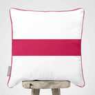 1 Stripe Horizontal | Sustainable Velvet Cushion with Piping - Hot Pink 40 x 40 cm by Izabela Peters