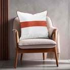 1 Stripe Horizontal | Sustainable Velvet Cushion with Piping - Burnt Ochre 40 x 40 cm by Izabela Peters