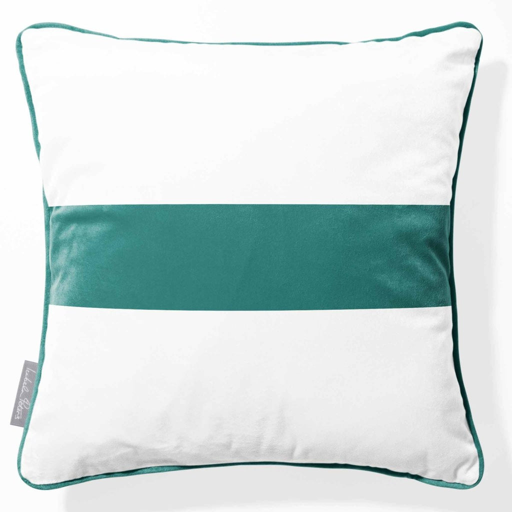 1 Stripe Horizontal | Sustainable Velvet Cushion with Piping - Forest Biome 40 x 40 cm by Izabela Peters