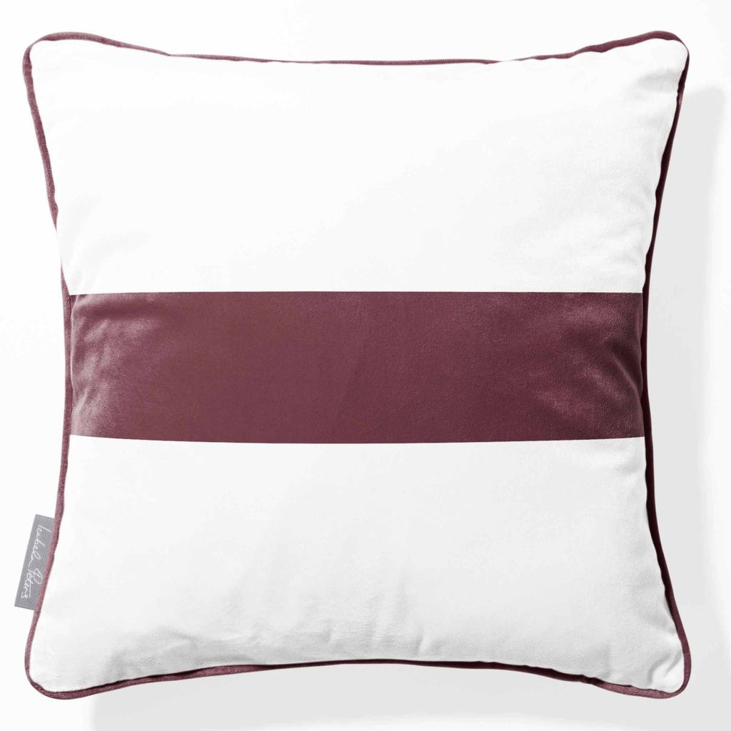 1 Stripe Horizontal | Sustainable Velvet Cushion with Piping - Italian Grape 40 x 40 cm by Izabela Peters