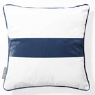 1 Stripe Horizontal | Sustainable Velvet Cushion with Piping - Petrol Blue 40 x 40 cm by Izabela Peters